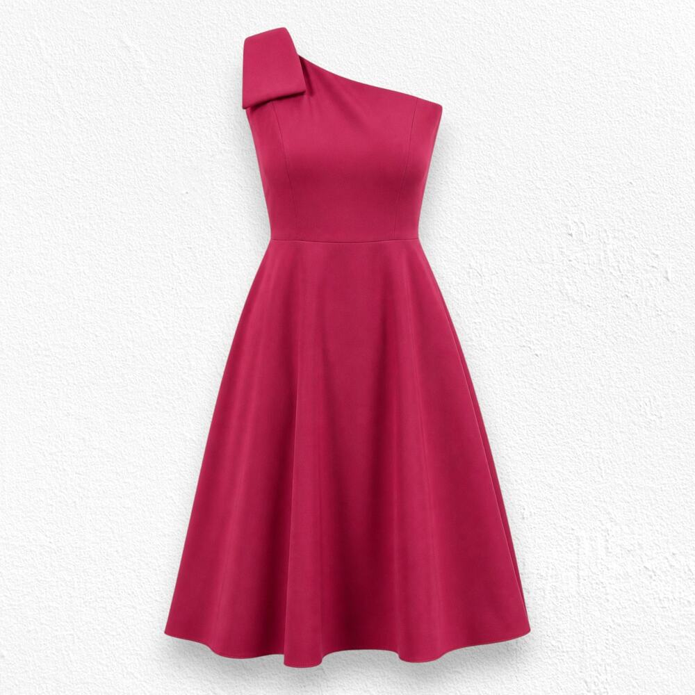 Gal Meets Glam Crimson Red Yvonne One Shoulder Bow Dress Size 10 NWT Pockets